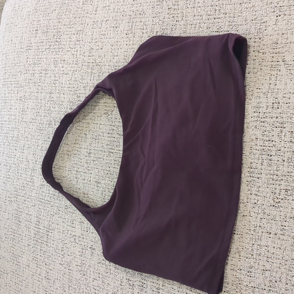Athleta sporty halter top with built-in bra, dark purple
